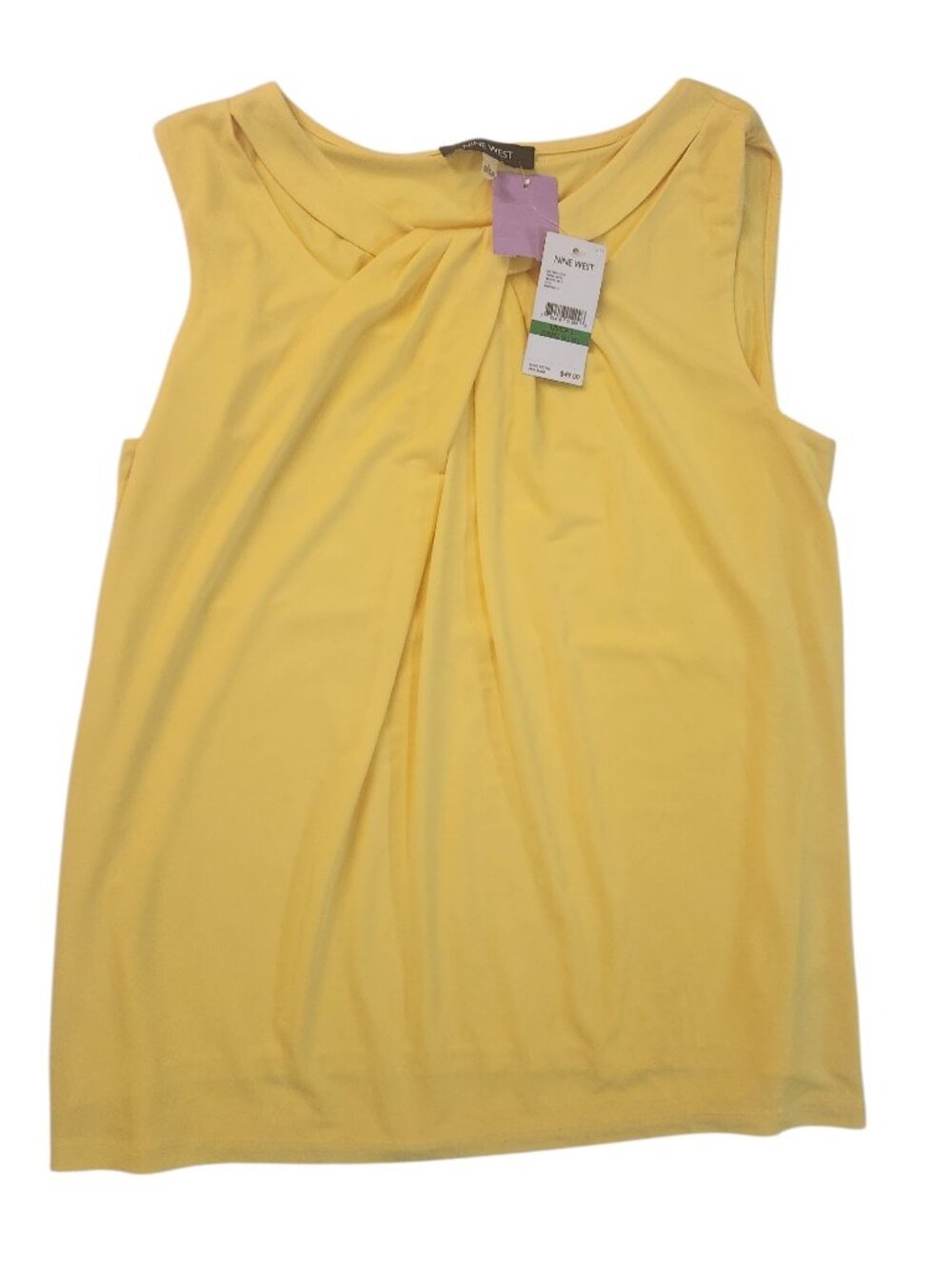 NWT Nine West Sleeveless Top Blouse Size L Yellow Stretch